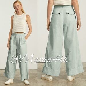 NWT Everlane Tourist Pant Turquoise Ice Blue Organic Cotton Linen size 2